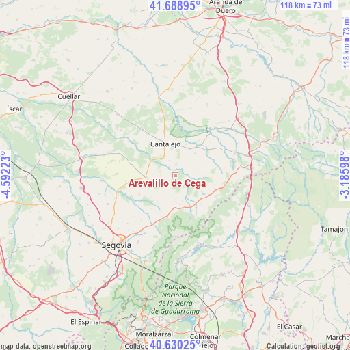 Arevalillo de Cega on map