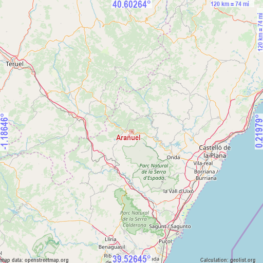 Arañuel on map