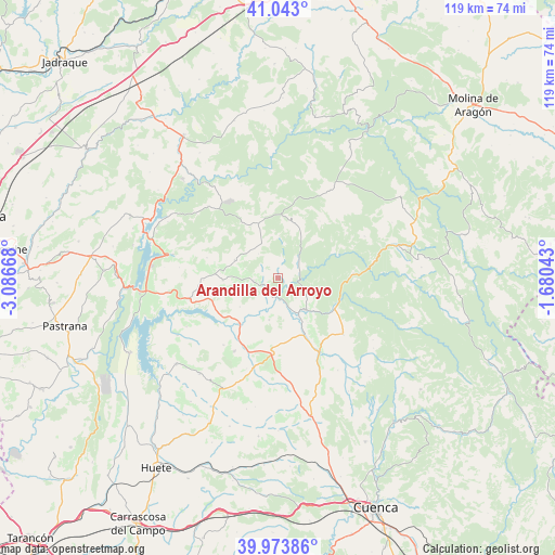 Arandilla del Arroyo on map