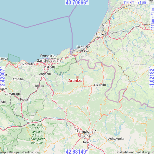 Arantza on map