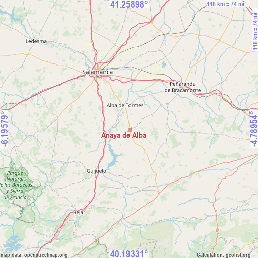 Anaya de Alba on map