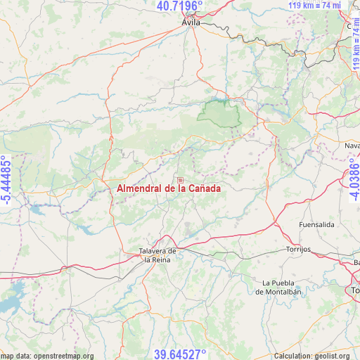 Almendral de la Cañada on map
