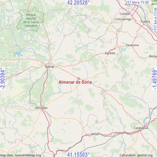 Almenar de Soria on map