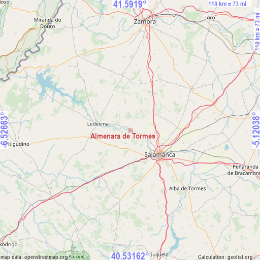 Almenara de Tormes on map
