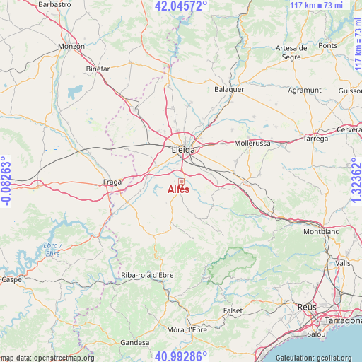 Alfés on map