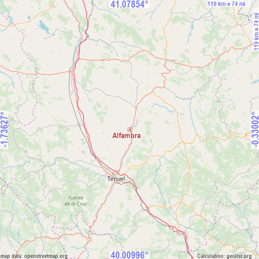 Alfambra on map