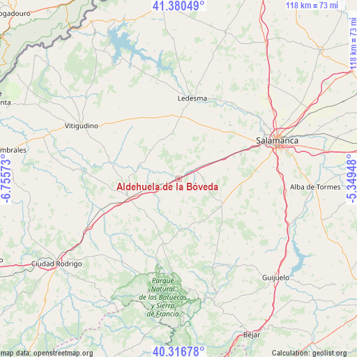 Aldehuela de la Bóveda on map