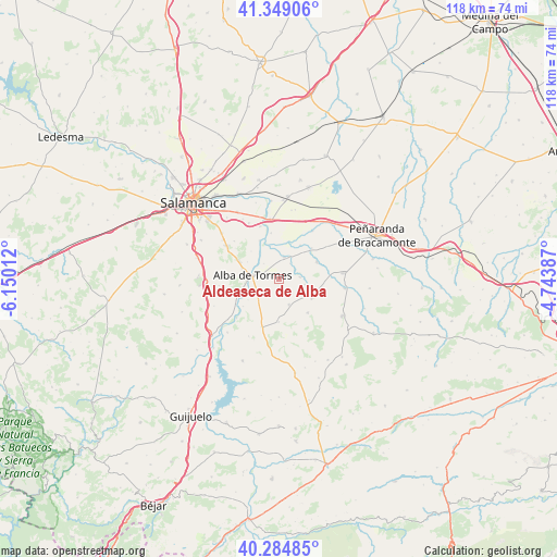Aldeaseca de Alba on map