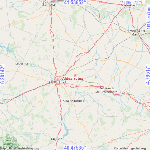 Aldearrubia on map