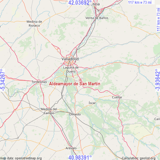 Aldeamayor de San Martín on map