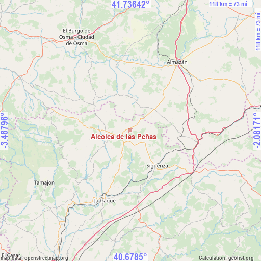 Alcolea de las Peñas on map