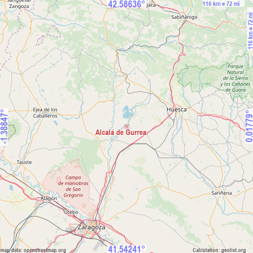 Alcalá de Gurrea on map