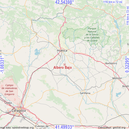 Albero Bajo on map