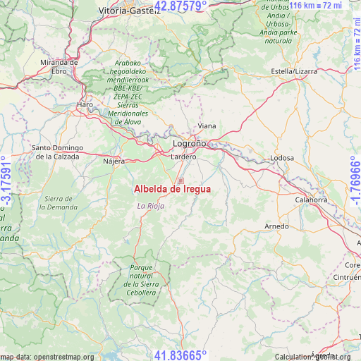 Albelda de Iregua on map