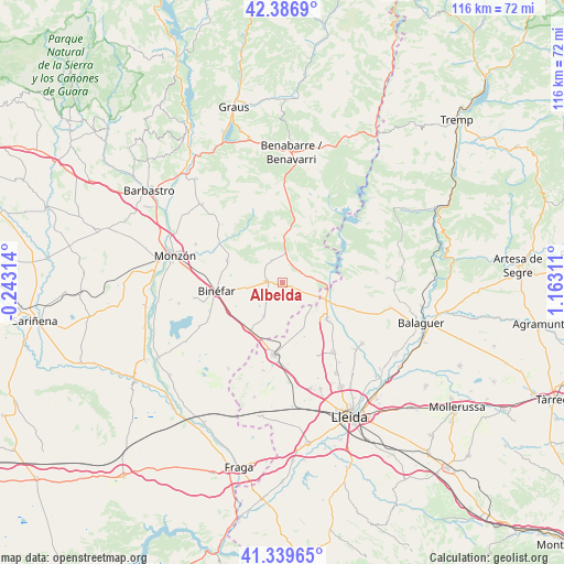 Albelda on map