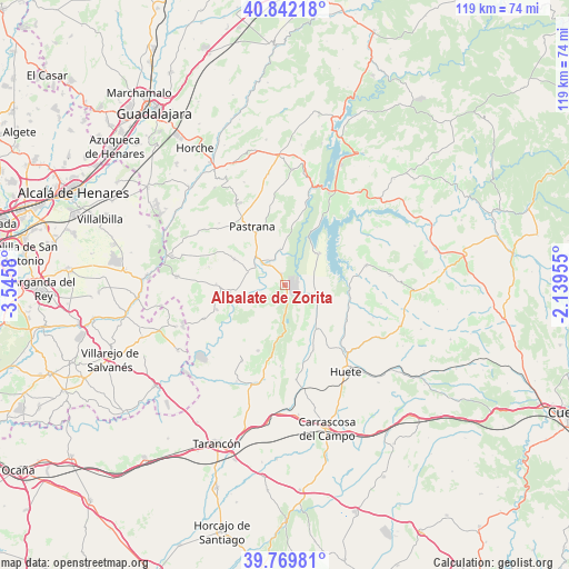 Albalate de Zorita on map