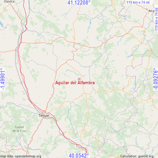 Aguilar del Alfambra on map