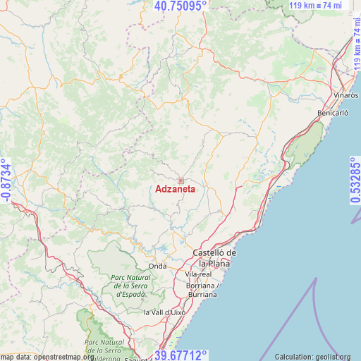 Adzaneta on map