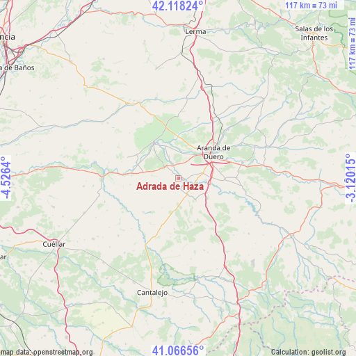 Adrada de Haza on map