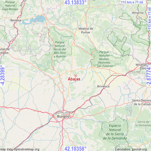 Abajas on map