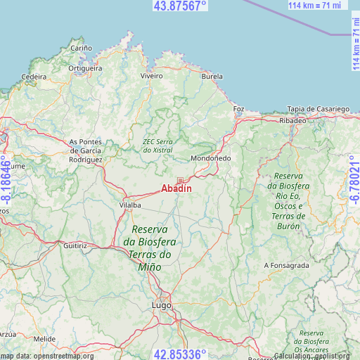 Abadín on map
