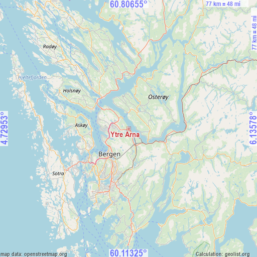 Ytre Arna on map