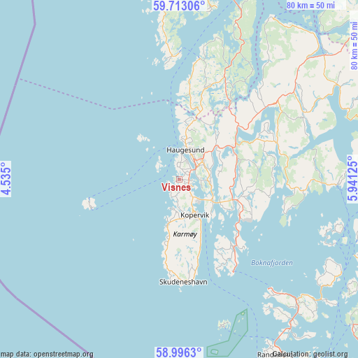 Visnes on map