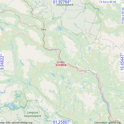 Vinstra on map