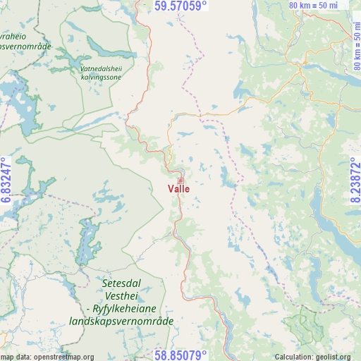 Valle on map