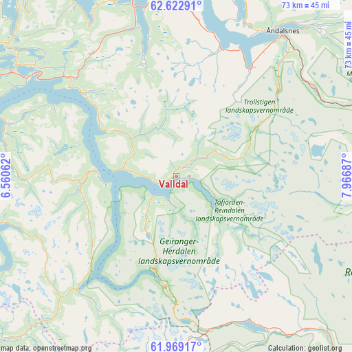 Valldal on map