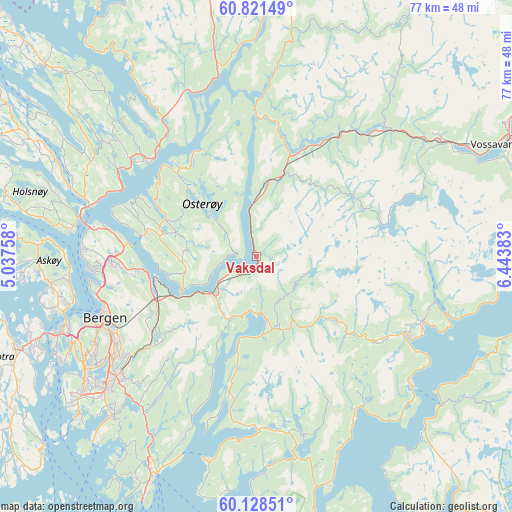 Vaksdal on map