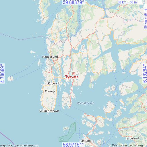 Tysvær on map