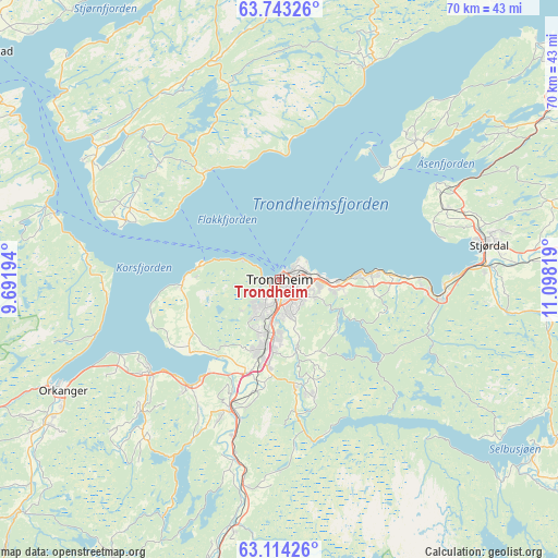 Trondheim on map