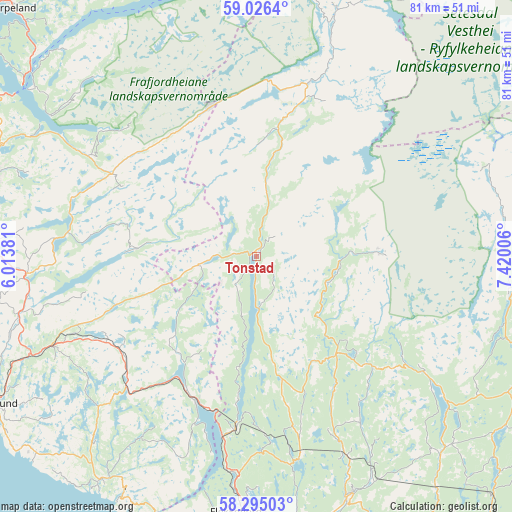 Tonstad on map