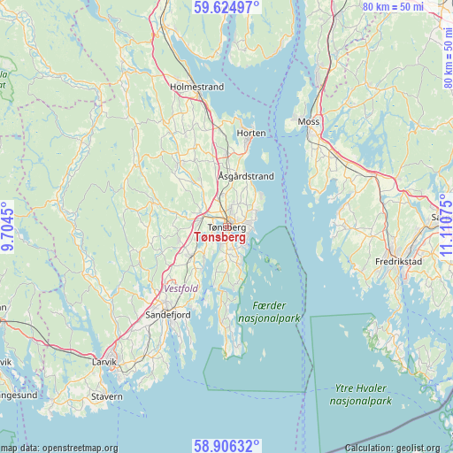 Tønsberg on map