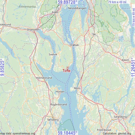 Tofte on map