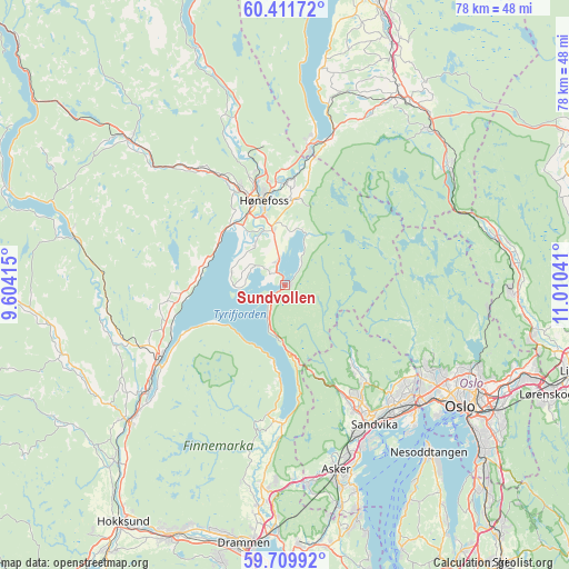 Sundvollen on map