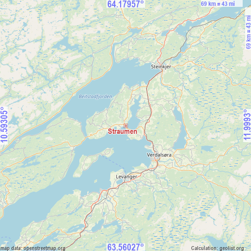 Straumen on map