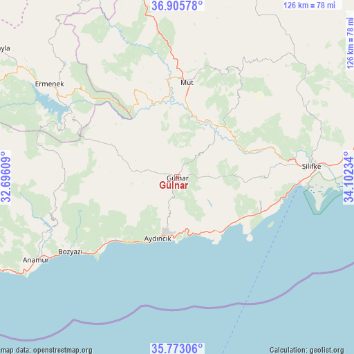 Gülnar on map