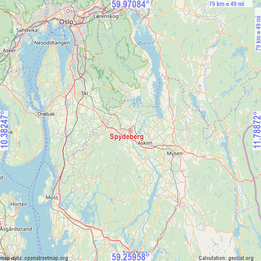 Spydeberg on map