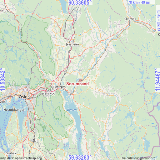 Sørumsand on map