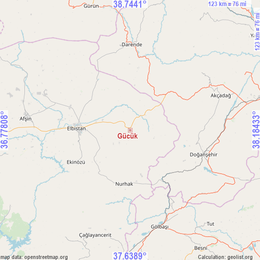 Gücük on map