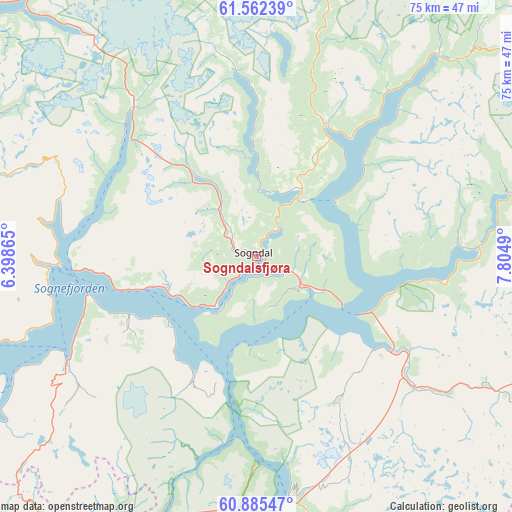 Sogndalsfjøra on map