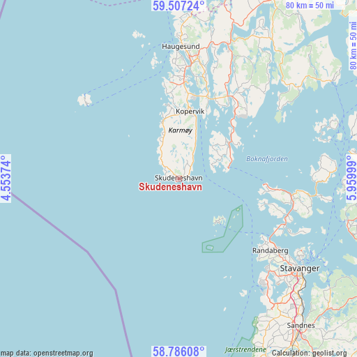 Skudeneshavn on map