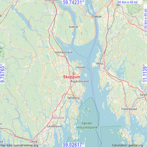 Skoppum on map