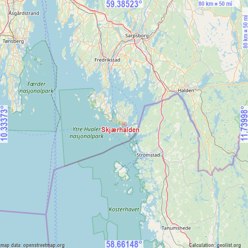 Skjærhalden on map