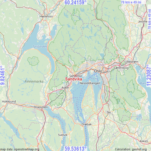 Sandvika on map