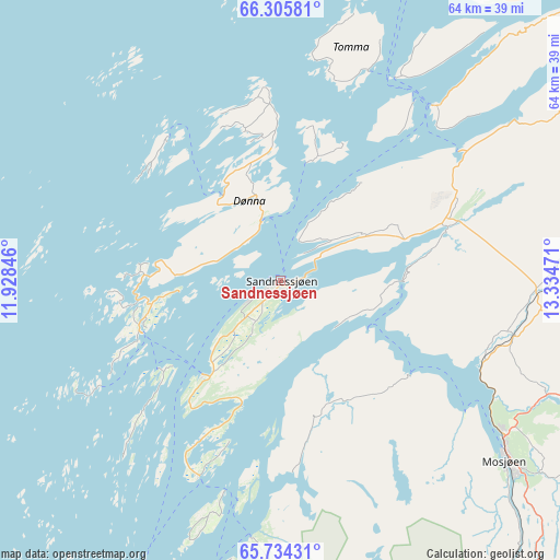 Sandnessjøen on map