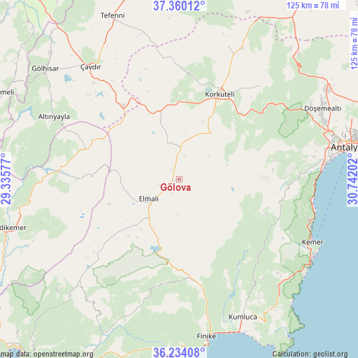 Gölova on map