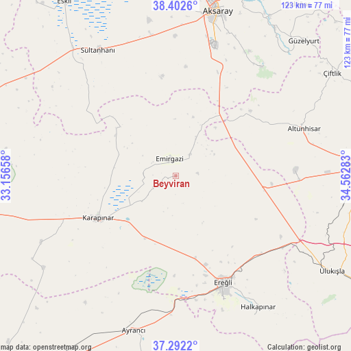 Beyviran on map